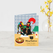 ポルトガルの鶏のクリスマスグリーティングカード カード (黄色い花)