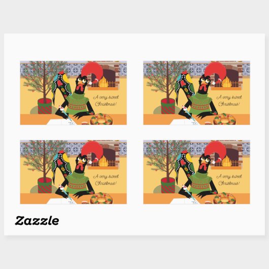 ポルトガルの鶏のクリスマスグリーティングカード 長方形シール (シート)