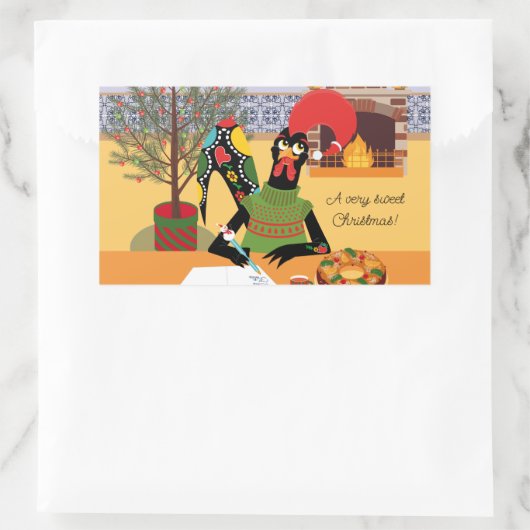 ポルトガルの鶏のクリスマスグリーティングカード 長方形シール (バッグ)