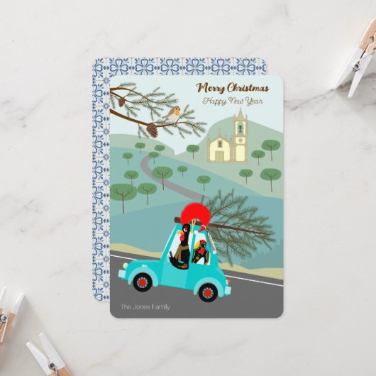 ポルトガルの鶏のクリスマスフェスティバル乗り カード (正面/裏面インサイチュ)