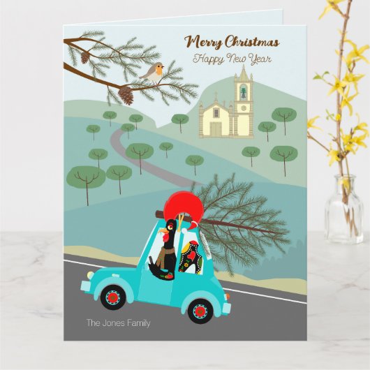 ポルトガルの鶏のクリスマスフェスティバル乗り カード (黄色い花)