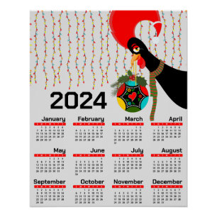 ポルトガルの鶏のクリスマス2024カレンダー ポスター