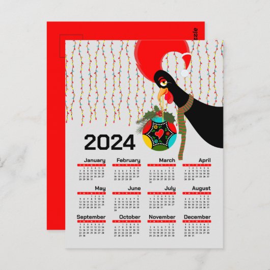 ポルトガルの鶏のクリスマス2024カレンダー ポストカード (正面/裏面)