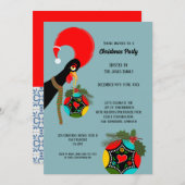 ポルトガルの鶏のホリークリスマスパーティーバウブル 招待状 (正面/裏面)