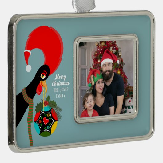 ポルトガルの鶏のホリークリスマスボーブル シルバープレートフレームオーナメント (右)