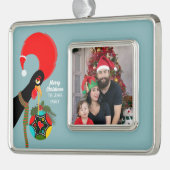 ポルトガルの鶏のホリークリスマスボーブル シルバープレートフレームオーナメント (左)