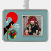 ポルトガルの鶏のホリークリスマスボーブル シルバープレートフレームオーナメント (正面)