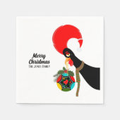 ポルトガルの鶏のホリークリスマスボーブル スタンダードカクテルナプキン (正面)