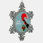 ポルトガルの鶏のホリークリスマスボーブル スノーフレークピューターオーナメント (左)