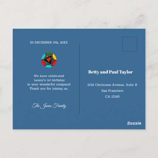 ポルトガルの鶏の誕生日パーティーありがとう ポストカード (裏面)