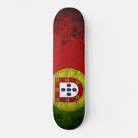 ポルトガルの黒くグランジな旗 スケートボード (正面)