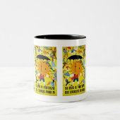 ポルトガルは雨が降らない~が観光客が殺到 ツートーンマグカップ (中央)