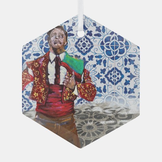 ポルトガルアゾレスフォークアート ガラスオーナメント (正面)