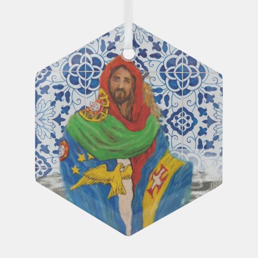 ポルトガルアゾレスフォークアート ガラスオーナメント (正面)