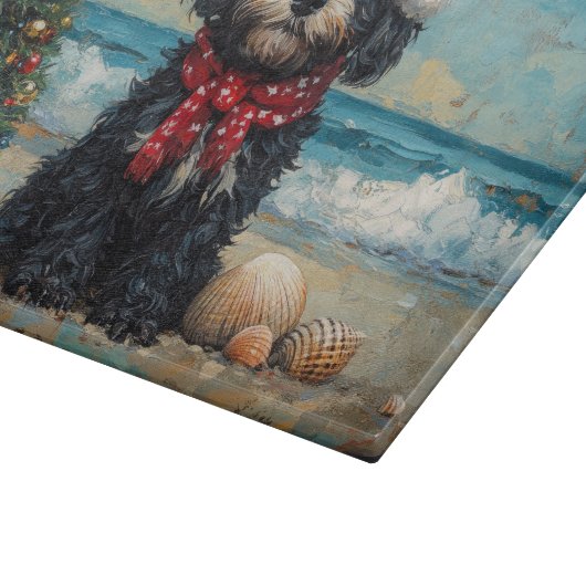 ポルトガルウォータードッグクリスマスヴィンテージビーチ カッティングボード (角)