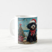 ポルトガルウォータードッグクリスマスヴィンテージビーチ コーヒーマグカップ (正面左)