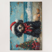 ポルトガルウォータードッグクリスマスヴィンテージビーチ ジグソーパズル (縦)