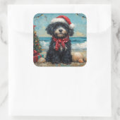 ポルトガルウォータードッグクリスマスヴィンテージビーチ スクエアシール (バッグ)