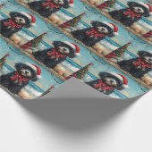 ポルトガルウォータードッグクリスマスヴィンテージビーチ ラッピングペーパー (角)