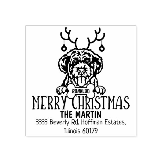 ポルトガルウォータードッグクリスマス差出人住所 ラバースタンプ (インプリント)