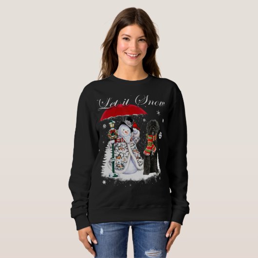 ポルトガルウォータードッグサンタクリスマス雪だるまクリスマス スウェットシャツ (正面フル)