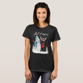 ポルトガルウォータードッグサンタドッグクリスマス雪だるまX Tシャツ (正面フル)