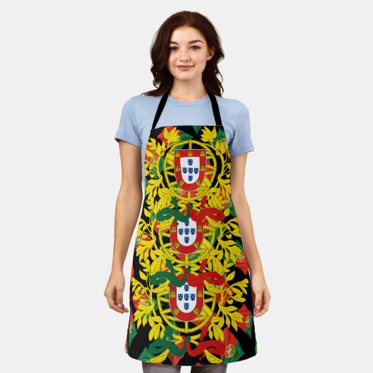 ポルトガルオールオーバープリントエプロン エプロン (着用した状態)
