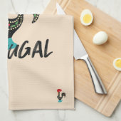 ポルトガルカラフルシンボルデコールのバルセロス・ルースター キッチンタオル (四つ折り)