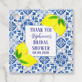 ポルトガルタイルのレモン メディテレーニアンブライダルシャワー フェイバータグ