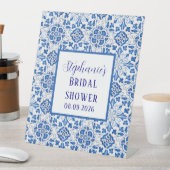 ポルトガルタイルズブルー地中海のブライダルシャワー 台座サイン (インサイチュ)