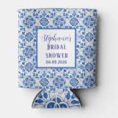 ポルトガルタイルズブルー地中海のブライダルシャワー 缶クーラー (正面)