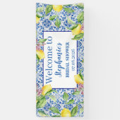 ポルトガルタイルブルーレ素朴モンブライダルシャワー 横断幕 (縦)