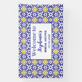 ポルトガルタイルブルー素朴エレガントブライダルシャワー 横断幕 (縦)