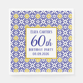 ポルトガルタイルブルー60誕生日 地中海の スタンダードランチョンナプキン