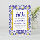 ポルトガルタイルブルー60誕生日 地中海の 招待状 (スタンド正面)