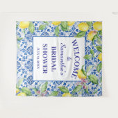 ポルトガルタイルレモン地中海のブライダルシャワー タペストリー (正面(横))