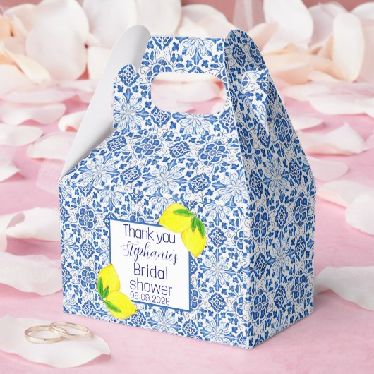 ポルトガルタイルレモン地中海のブライダルシャワー フェイバーボックス (ウェディング)