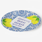 ポルトガルタイルレモン地中海のブライダルシャワー ペーパープレート (アングル)
