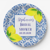 ポルトガルタイルレモン地中海のブライダルシャワー ペーパープレート (正面)
