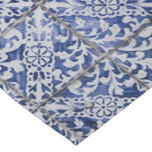 ポルトガルタイル – アズレホ青と白のフローラ ショートテーブルランナー (コーナー)
