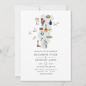 ポルトガルデスティネーションウェディングの水彩地図 招待状 (正面)