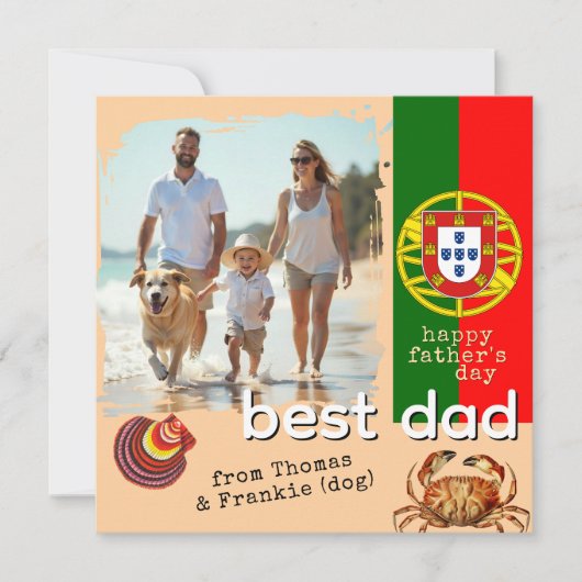 ポルトガルパパ、国旗、父の日のカード カード (正面)