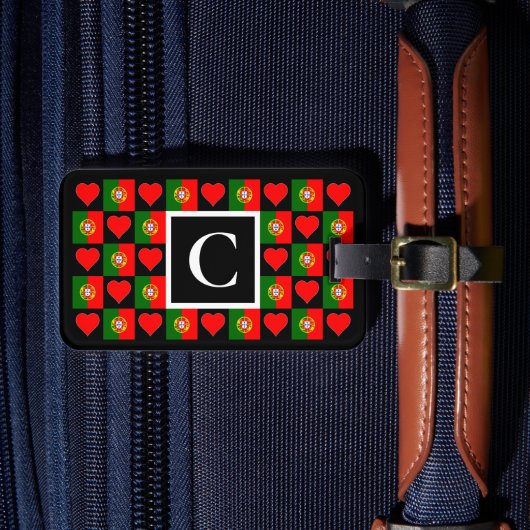 ポルトガルパーソナライズされた国旗ポルトガルカスタム文字 ラゲッジタグ (正面インサイチュ4)