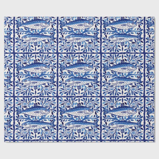 ポルトガルブルーとホワイトサーディン ラッピングペーパー (フラット)