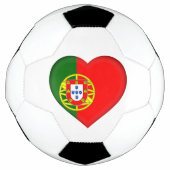 ポルトガルポルトガル国旗のハート図形のロゴ サッカーボール (正面)