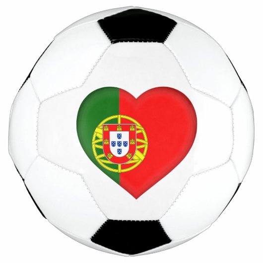 ポルトガルポルトガル国旗のハート図形のロゴ サッカーボール (正面)