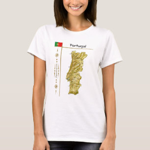 ポルトガルマップ+フラグ+タイトルTシャツ Tシャツ