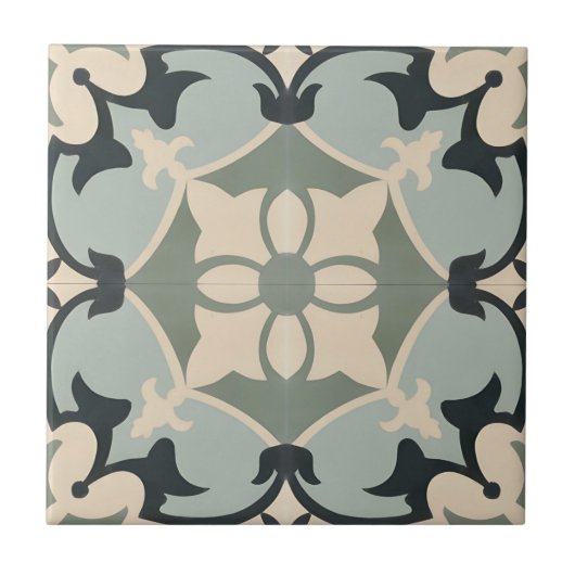 ポルトガルモダンタイルの花の模様 タイル (正面)