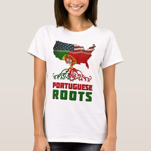 ポルトガルルーツUSA国旗の伝統 Tシャツ (正面)