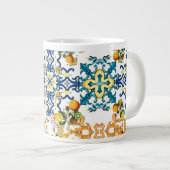 ポルトガルヴィンテージタイルkiwiとレモンパターンcu ジャンボコーヒーマグカップ (正面右)